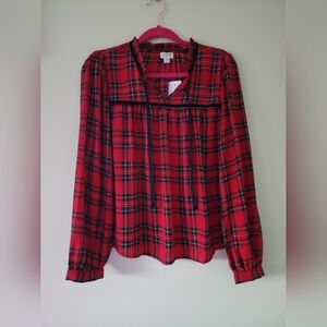 NWT J. Crew Plaid Blouse